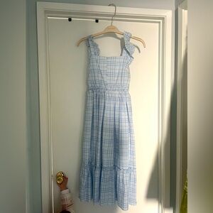 Blue and white maxi dress